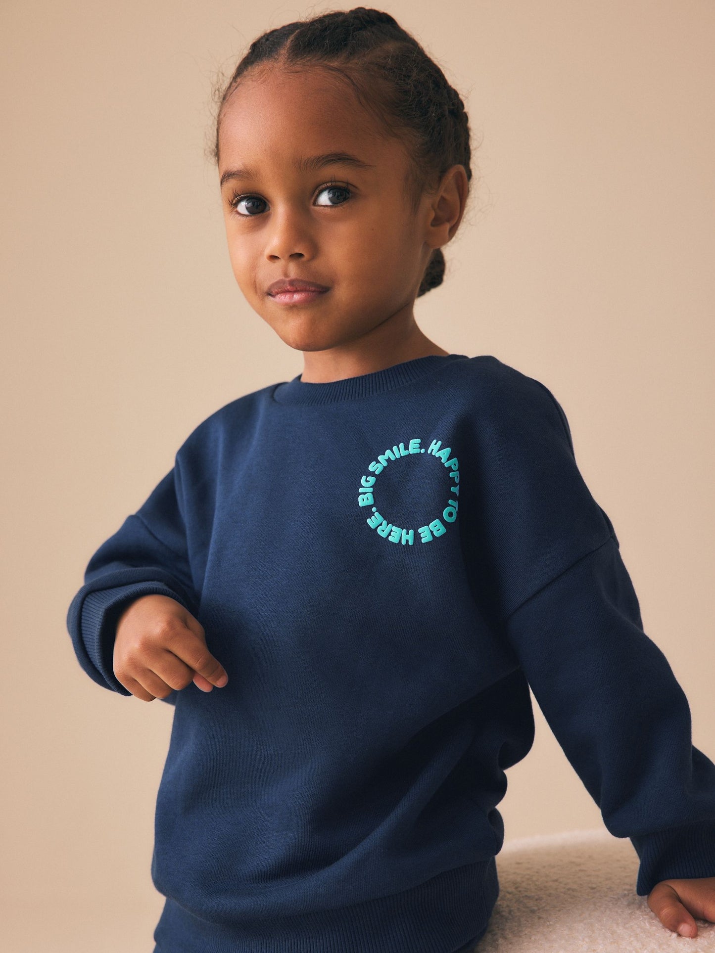 Navy Big Smile Crew Neck Sweatshirt and Shorts Set (3mths-7yrs) image 5