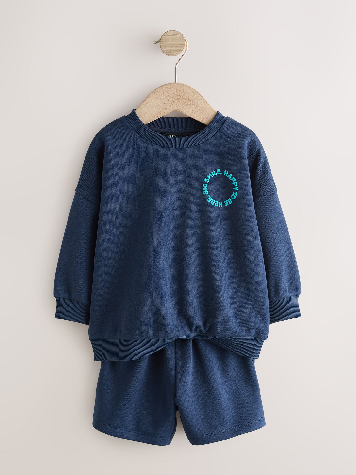 Navy Big Smile Crew Neck Sweatshirt and Shorts Set (3mths-7yrs) image 6