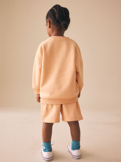 Orange Cool Kids Club Crew Neck Sweatshirt and Shorts Set (3mths-7yrs) image 3