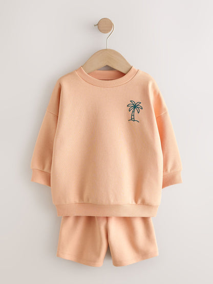 Orange Cool Kids Club Crew Neck Sweatshirt and Shorts Set (3mths-7yrs) image 5