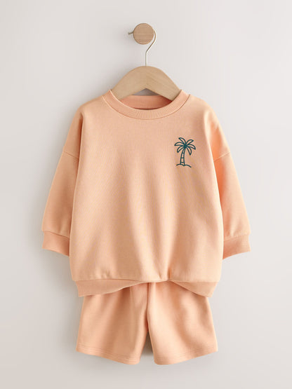 Orange Cool Kids Club Crew Neck Sweatshirt and Shorts Set (3mths-7yrs) image 6