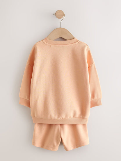 Orange Cool Kids Club Crew Neck Sweatshirt and Shorts Set (3mths-7yrs) image 7