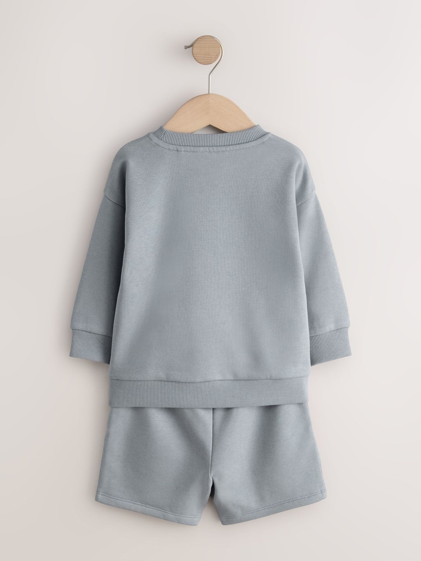 Grey Single Plain Crew Neck Sweatshirt and Shorts Set (3mths-7yrs) image 3