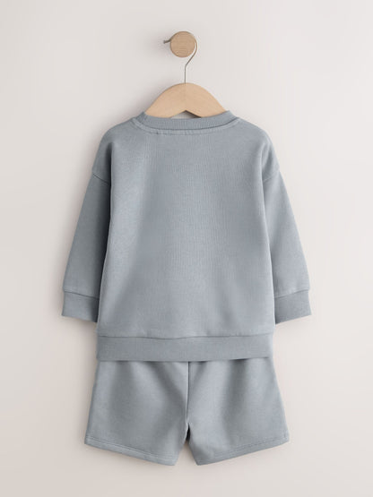 Grey Single Plain Crew Neck Sweatshirt and Shorts Set (3mths-7yrs) image 3