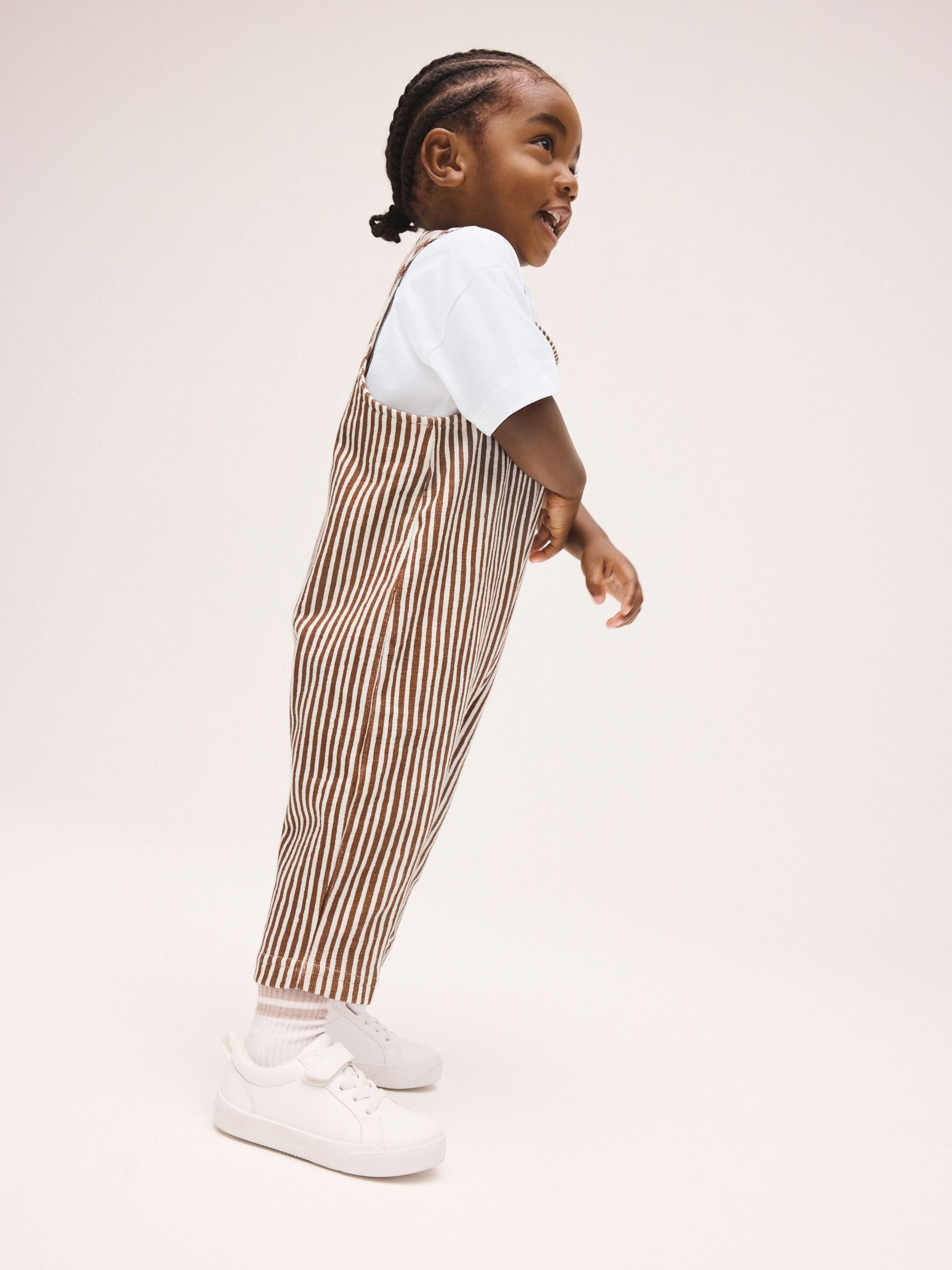 Brown and White Stripe Dungarees and T-Shirt Set (3mths-7yrs) image 2