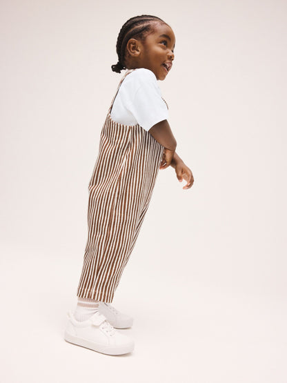 Brown and White Stripe Dungarees and T-Shirt Set (3mths-7yrs) image 2