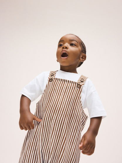 Brown and White Stripe Dungarees and T-Shirt Set (3mths-7yrs) image 4