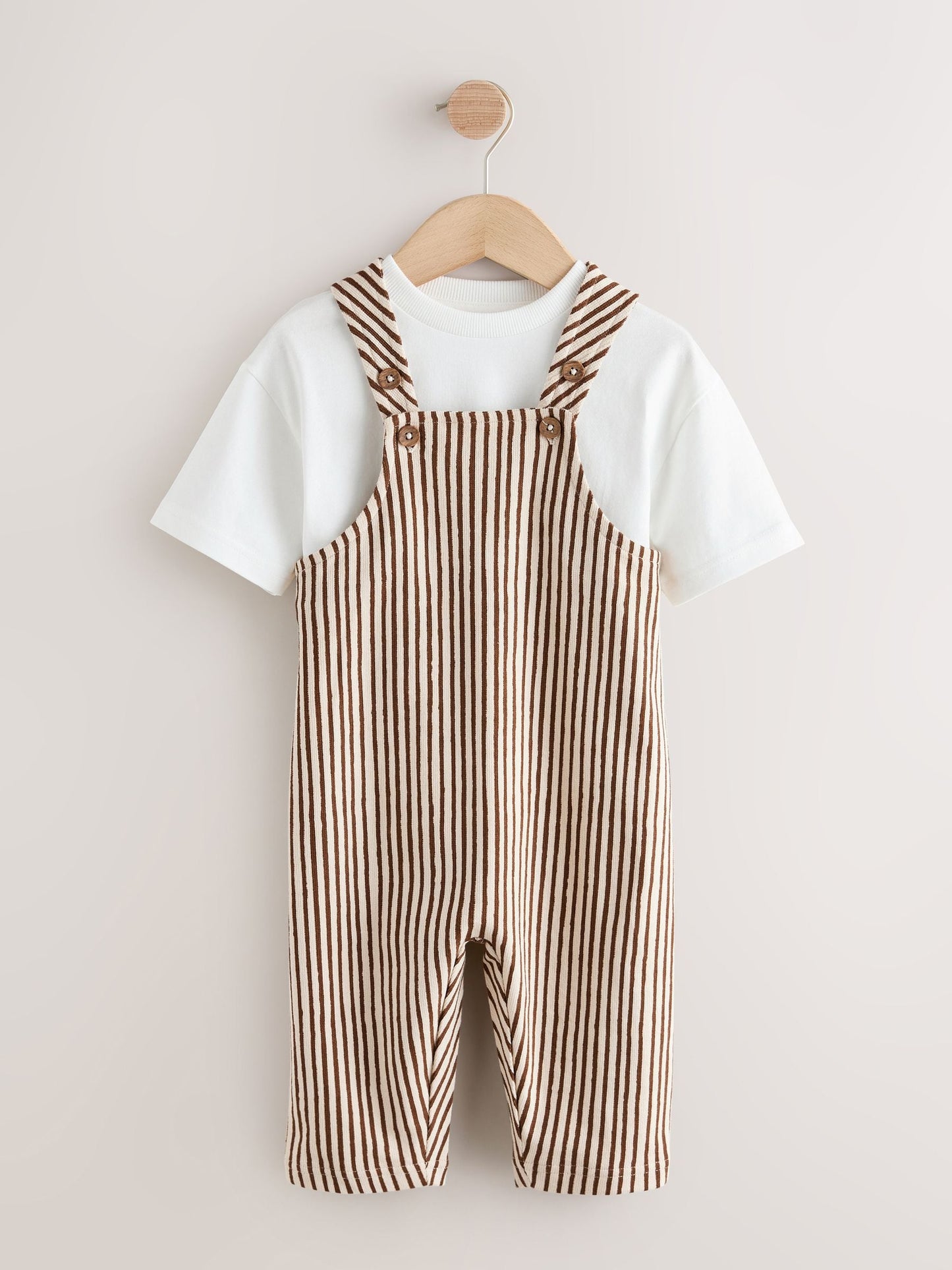 Brown and White Stripe Dungarees and T-Shirt Set (3mths-7yrs) image 5