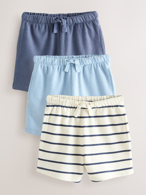 Blue And Striped Textured Shorts 3 Pack (3mths-7yrs) image 1