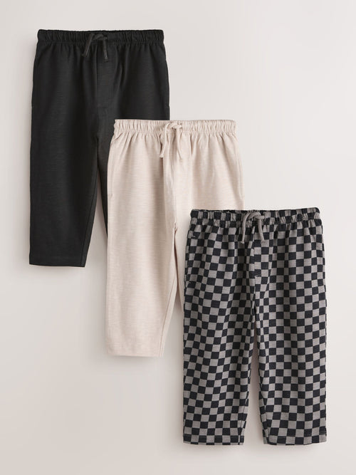 Black Cement And Checkerboard Stripe Joggers 3 Pack (3mths-7yrs) image 1