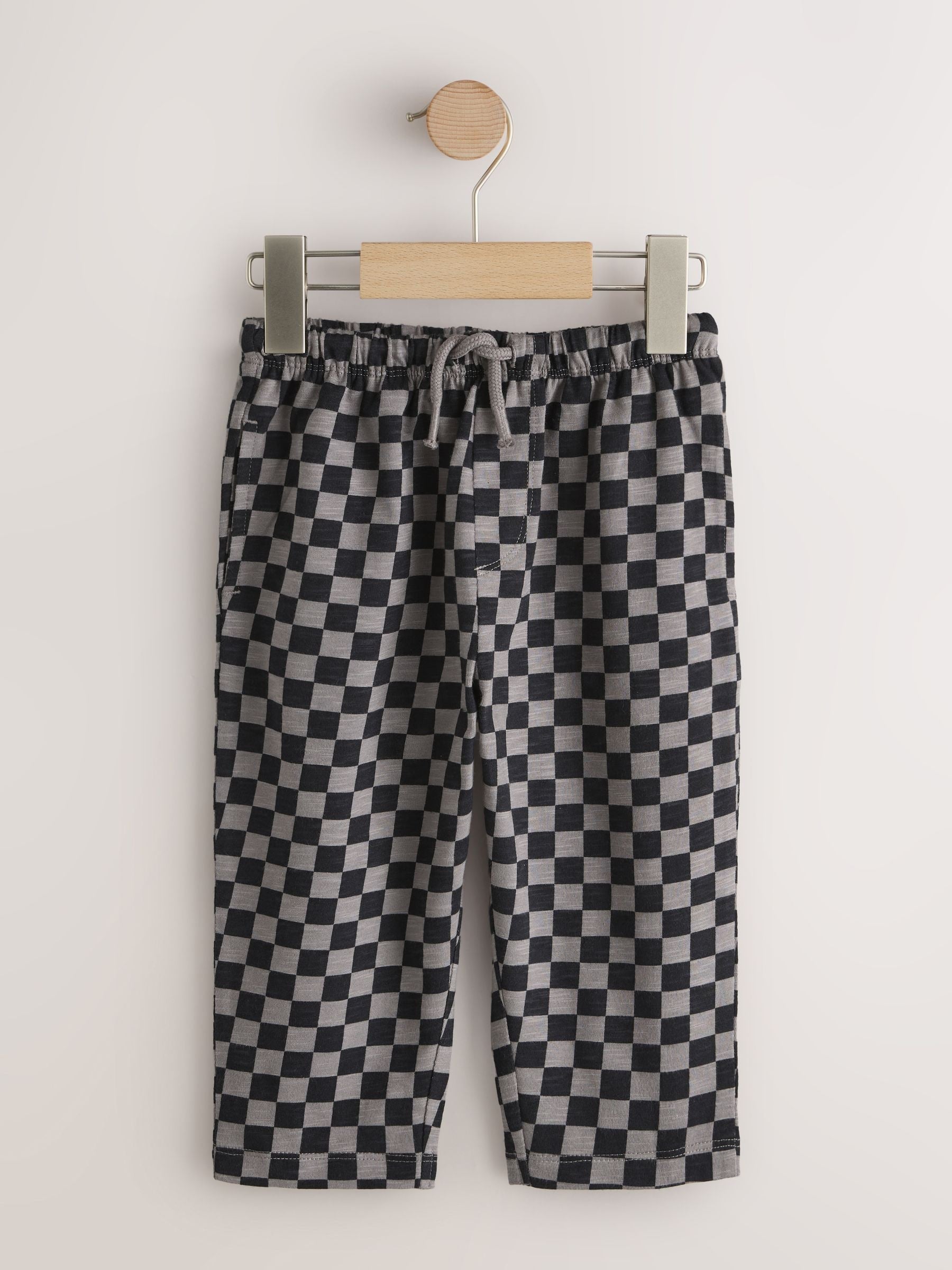 Black Cement And Checkerboard Stripe Joggers 3 Pack (3mths-7yrs) image 2