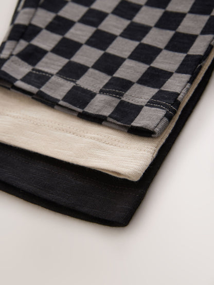 Black Cement And Checkerboard Stripe Joggers 3 Pack (3mths-7yrs) image 7