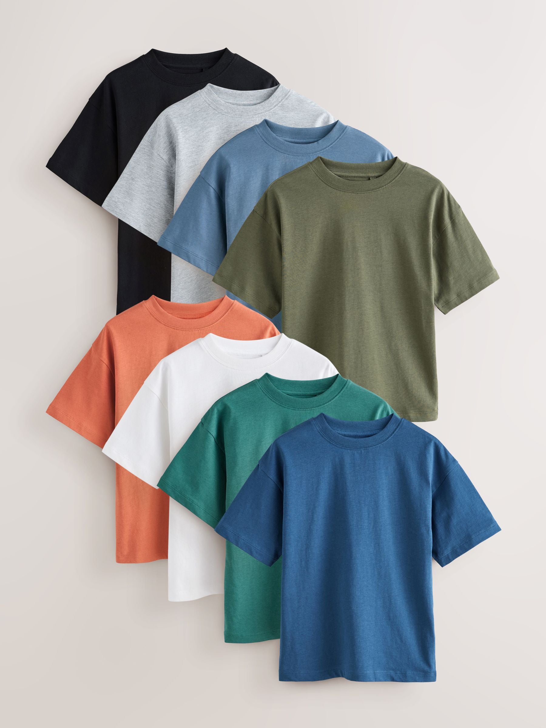 Dsiney Kidz - Black/Green/Blue/White/Rust/Grey Relaxed Fit Short Sleeve T-Shirts 8 Pack (3-16yrs) image 1