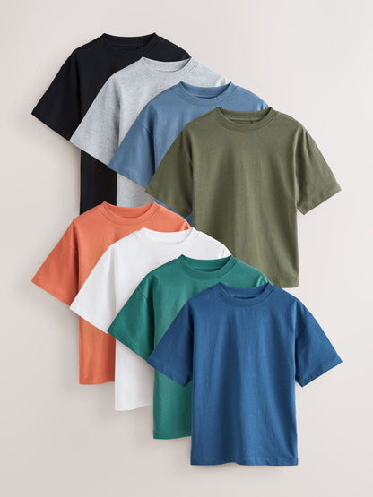 Dsiney Kidz - Black/Green/Blue/White/Rust/Grey Relaxed Fit Short Sleeve T-Shirts 8 Pack (3-16yrs) image 1