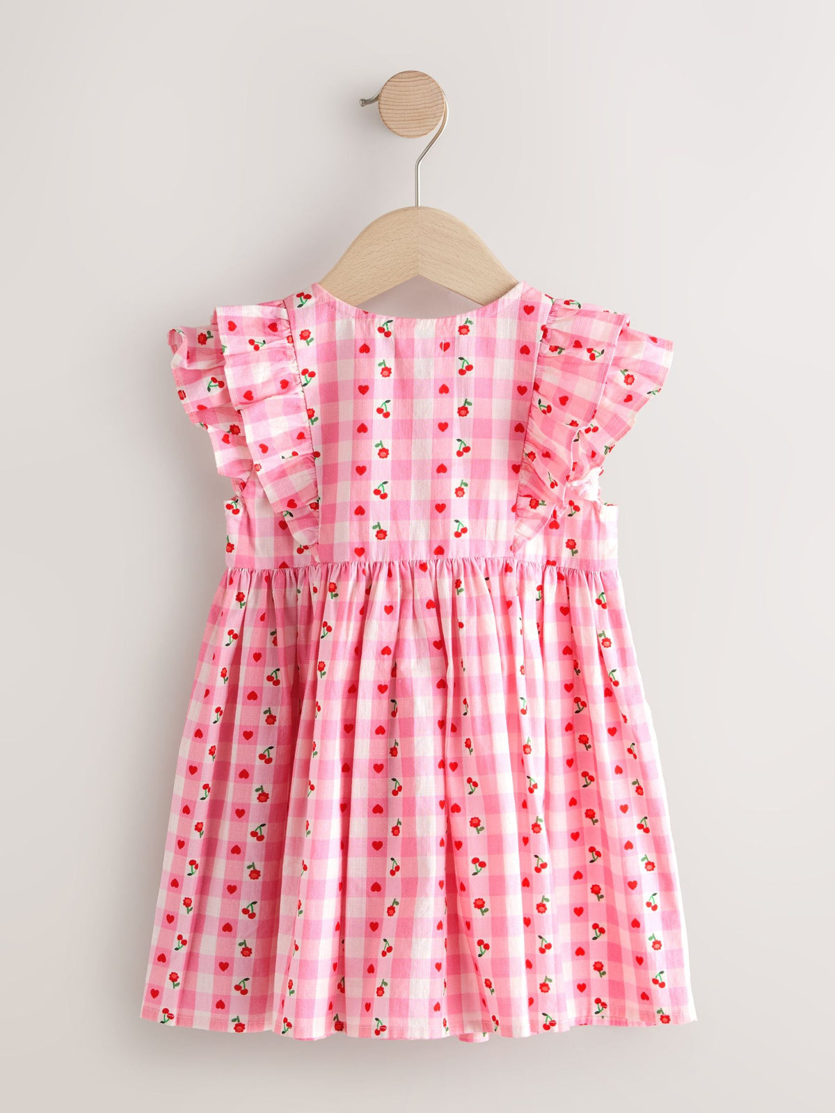 Dsiney Kidz - Pink Gingham Cherry Double Ruffle Sleeve Dress (3mths-8yrs) image 6