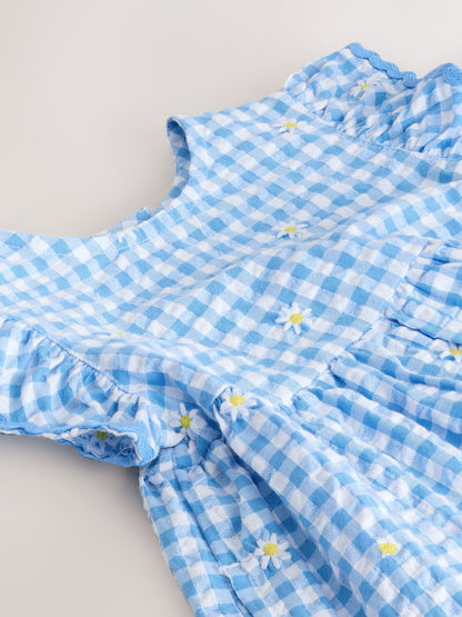 Blue Gingham Ric Rac Frill Sleeve Dress (3mths-8yrs) image 7