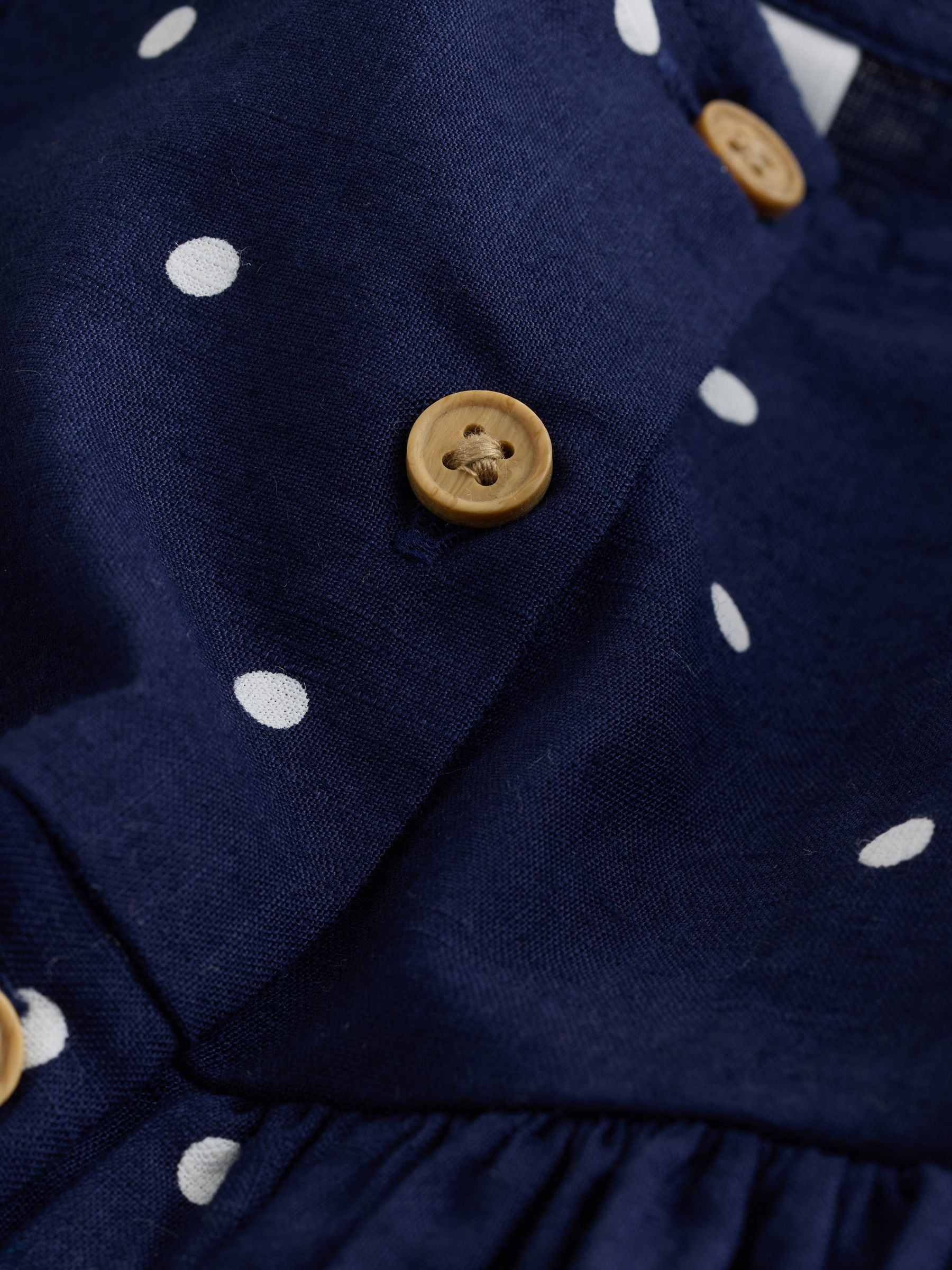 Navy Spot Double Ruffle Sleeve Dress (3mths-8yrs) image 6
