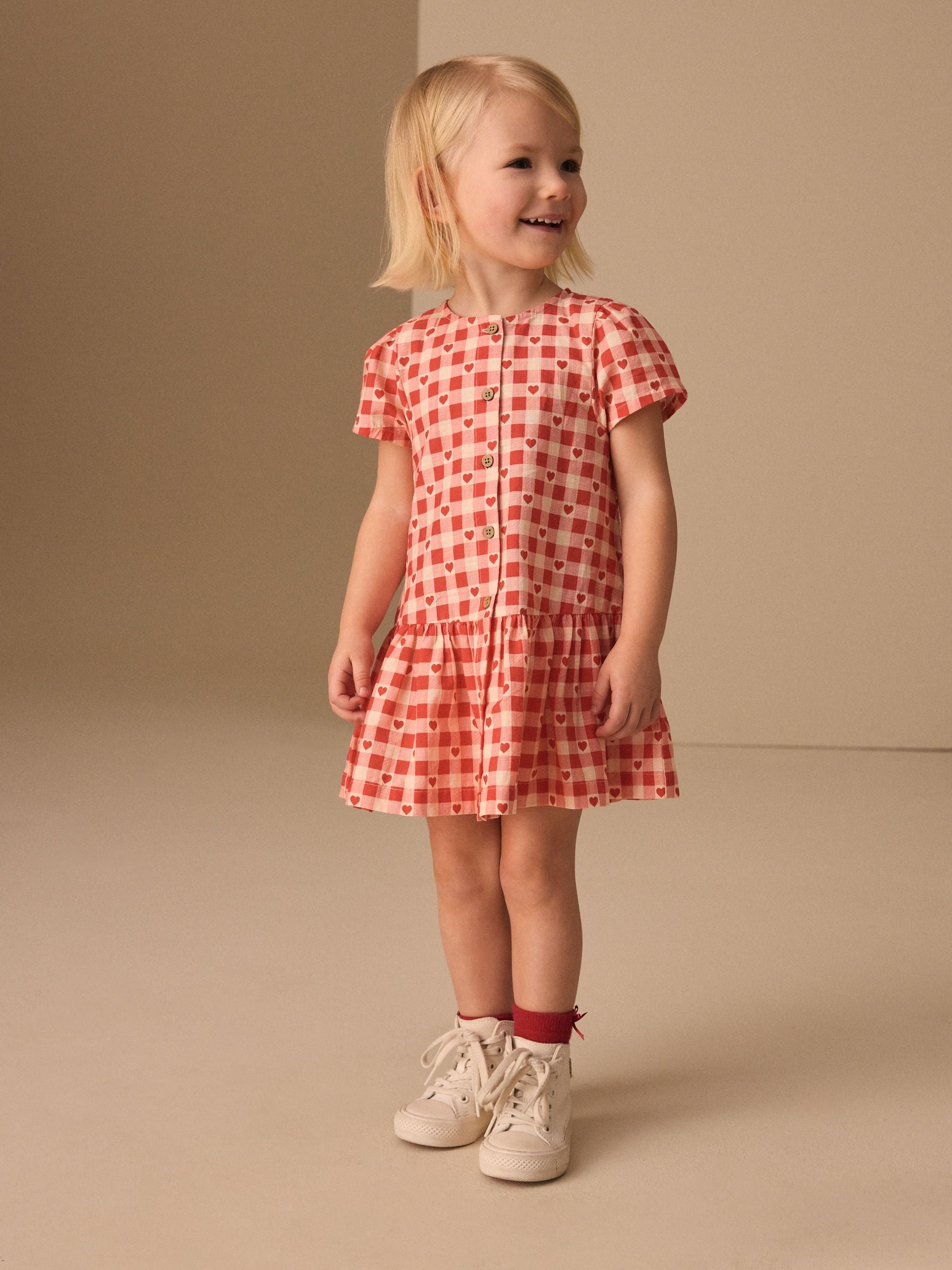 Dsiney Kidz - Red Heart Short Sleeve Cotton Dress (3mths-8yrs) image 1