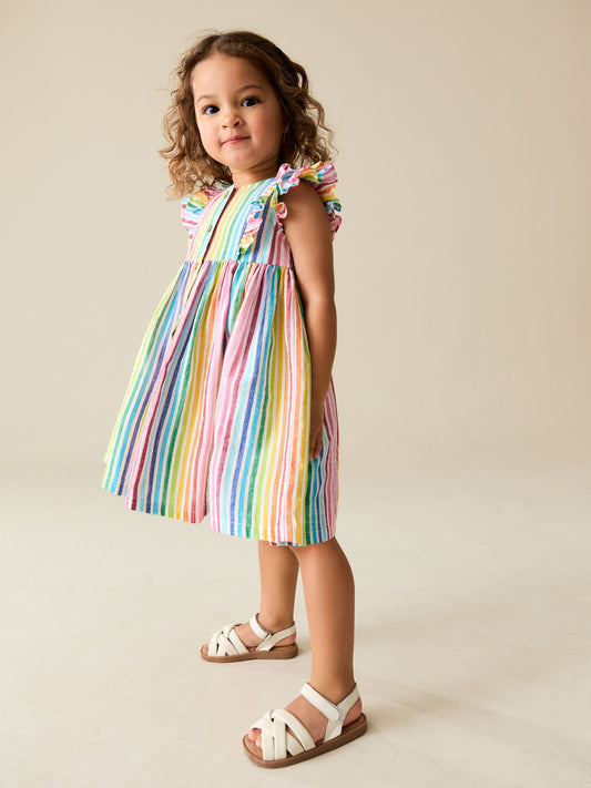 Dsiney Kidz - Rainbow Stripe Double Ruffle Sleeve Dress (3mths-8yrs) image 2