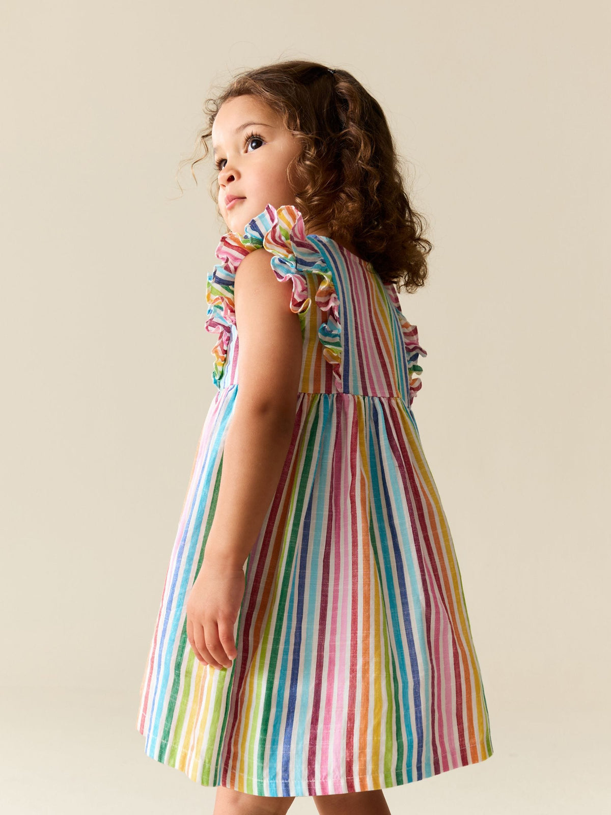 Dsiney Kidz - Rainbow Stripe Double Ruffle Sleeve Dress (3mths-8yrs) image 3