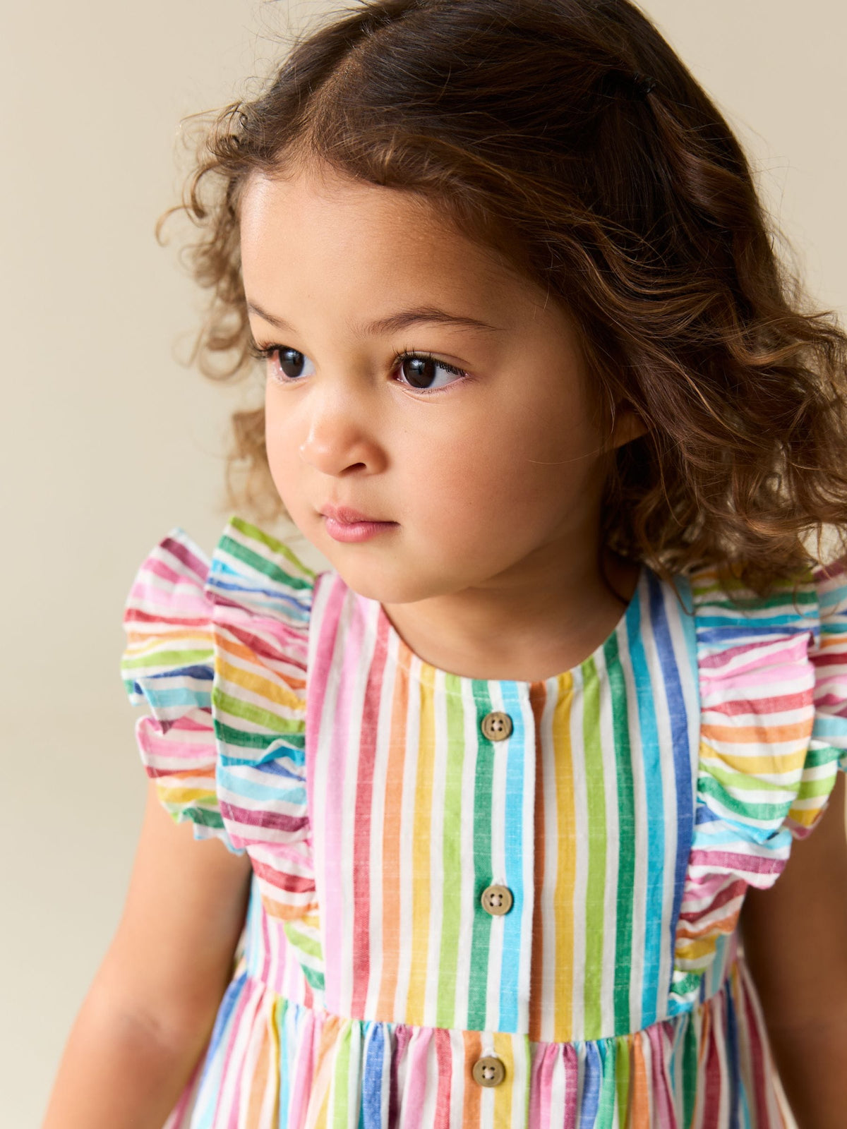 Dsiney Kidz - Rainbow Stripe Double Ruffle Sleeve Dress (3mths-8yrs) image 4