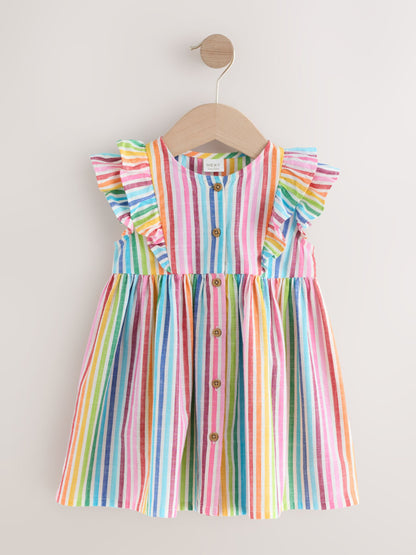 Dsiney Kidz - Rainbow Stripe Double Ruffle Sleeve Dress (3mths-8yrs) image 5