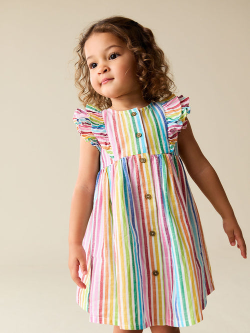 Dsiney Kidz - Rainbow Stripe Double Ruffle Sleeve Dress (3mths-8yrs) image 1