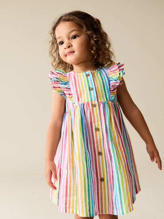 Dsiney Kidz - Rainbow Stripe Double Ruffle Sleeve Dress (3mths-8yrs) image 1