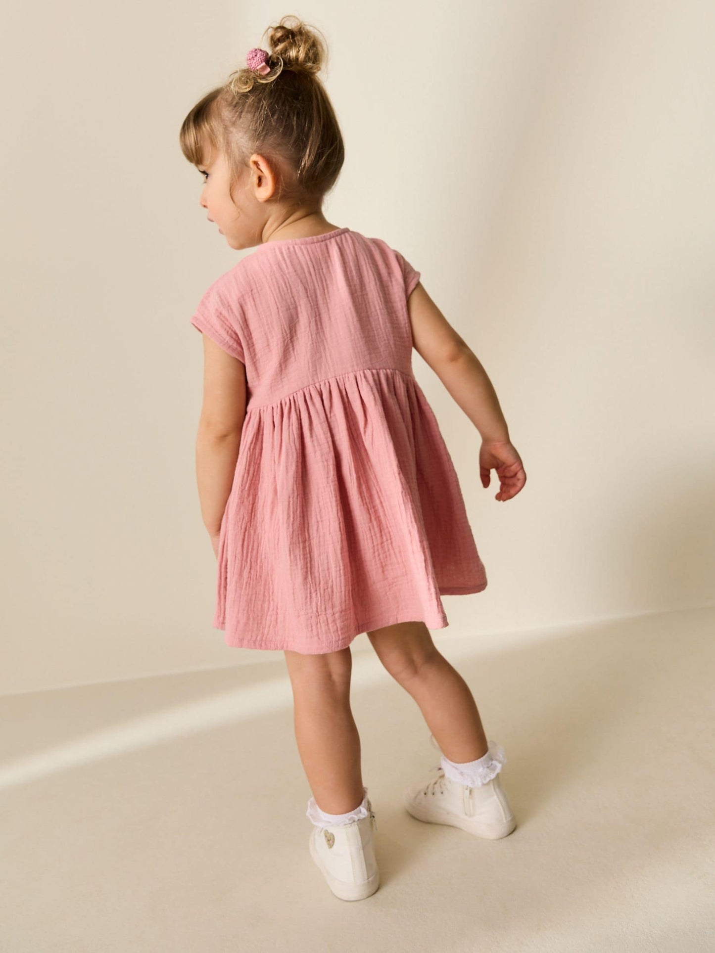 Blush Pink Textured Short Sleeve Dress (3mths-8yrs) image 3