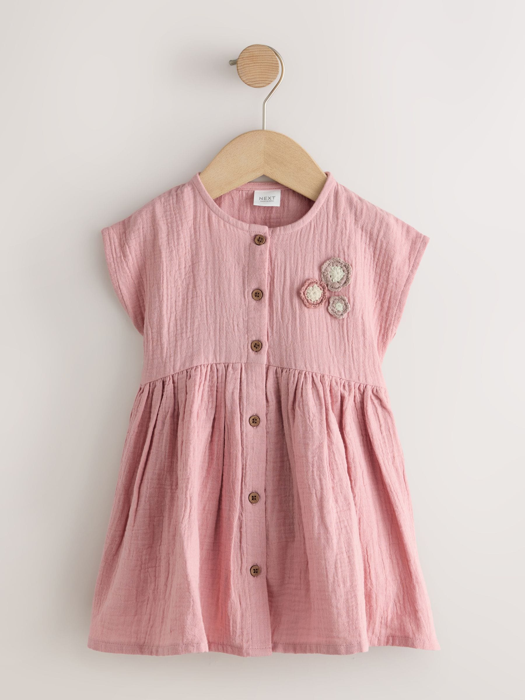 Blush Pink Textured Short Sleeve Dress (3mths-8yrs) image 5