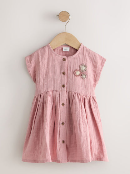 Blush Pink Textured Short Sleeve Dress (3mths-8yrs) image 5