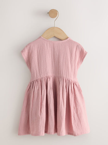 Blush Pink Textured Short Sleeve Dress (3mths-8yrs) image 6