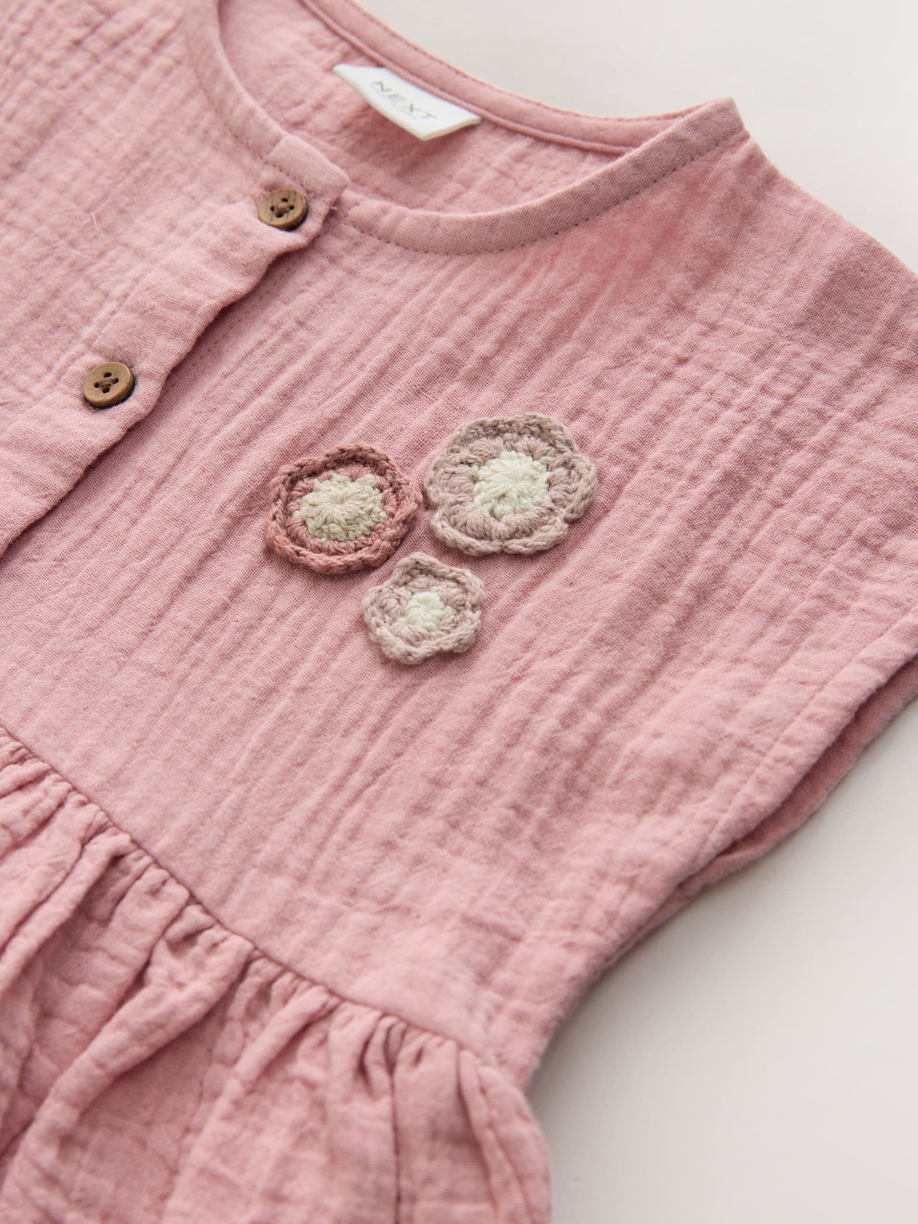 Blush Pink Textured Short Sleeve Dress (3mths-8yrs) image 7