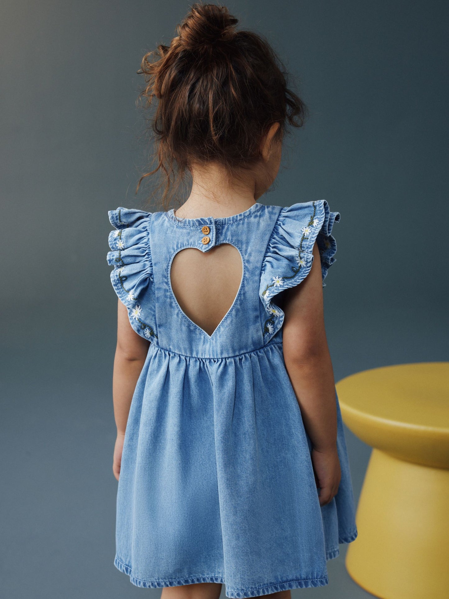 Mid Blue Denim Frill Sleeve Dress (3mths-8yrs) image 3