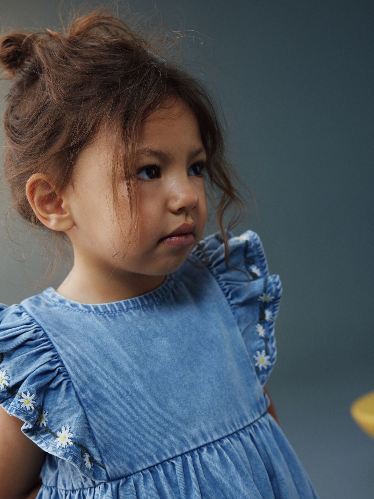 Mid Blue Denim Frill Sleeve Dress (3mths-8yrs) image 4