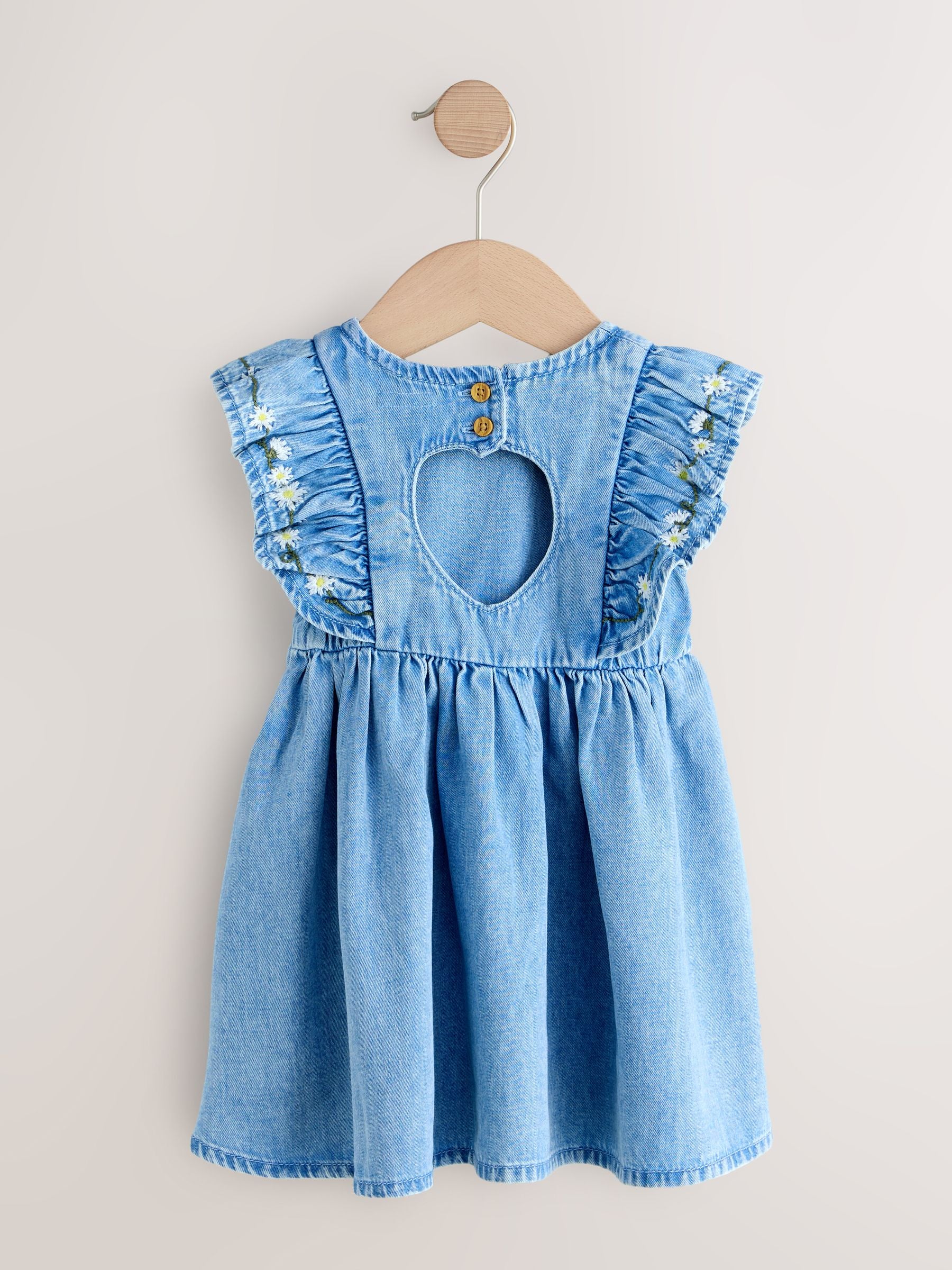 Mid Blue Denim Frill Sleeve Dress (3mths-8yrs) image 6