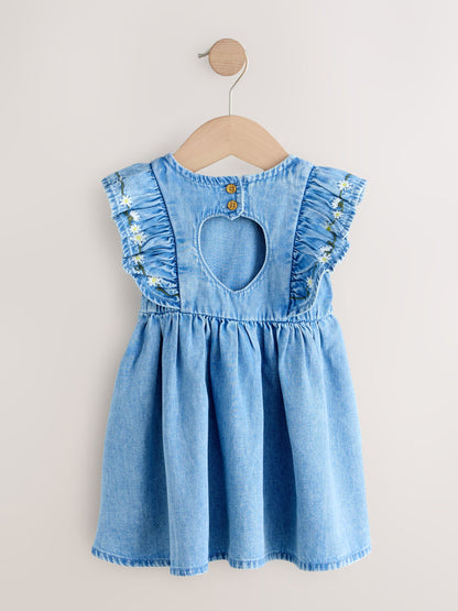 Mid Blue Denim Frill Sleeve Dress (3mths-8yrs) image 6