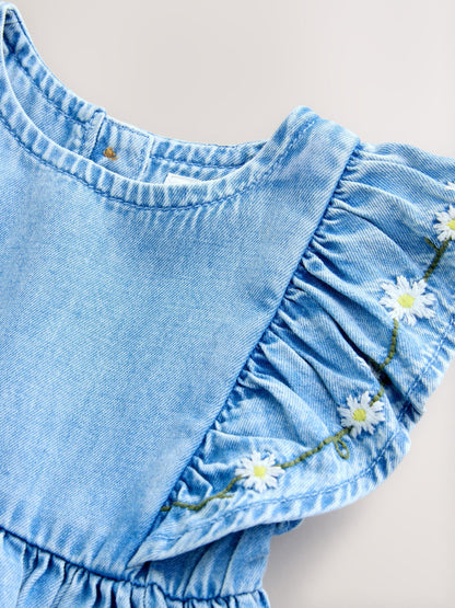 Mid Blue Denim Frill Sleeve Dress (3mths-8yrs) image 7