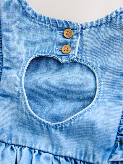Dsiney Kidz - Mid Blue Denim Frill Sleeve Dress (3mths-8yrs) image 9