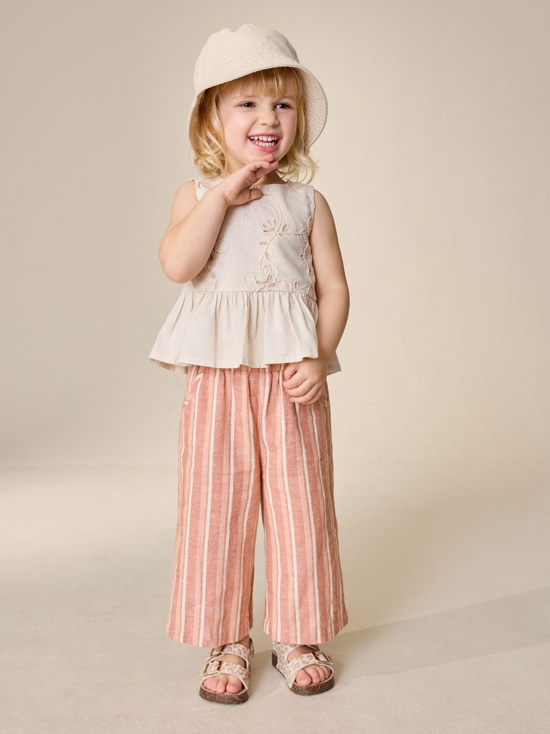 Neutral Embroidered Blouse And Trousers Co-ord Set (3mths-8yrs) image 1
