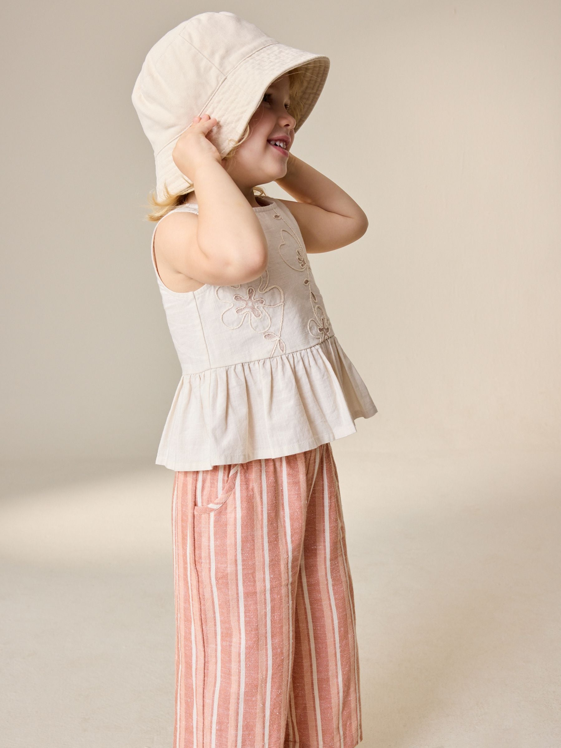 Neutral Embroidered Blouse And Trousers Co-ord Set (3mths-8yrs) image 3