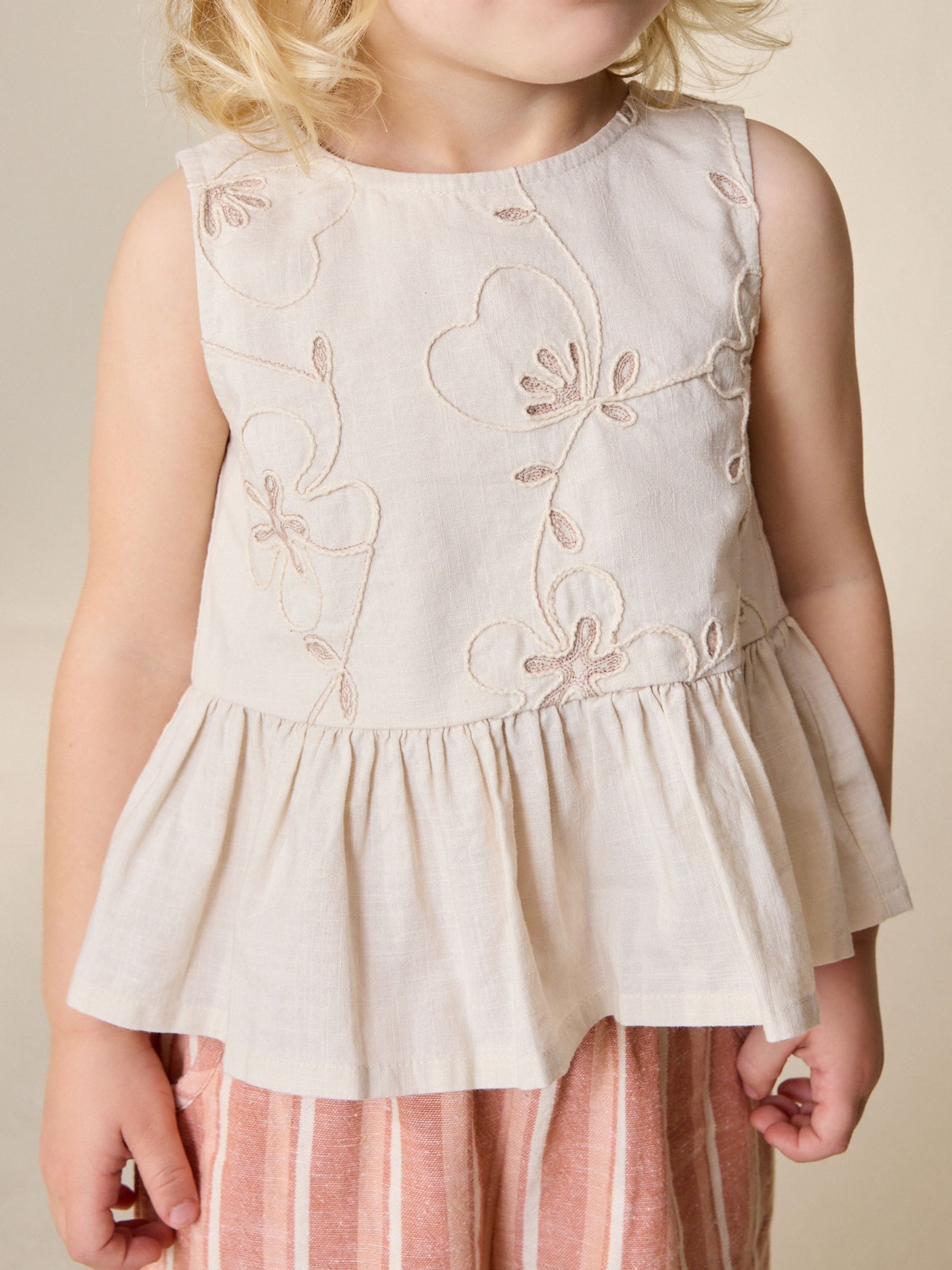 Neutral Embroidered Blouse And Trousers Co-ord Set (3mths-8yrs) image 4