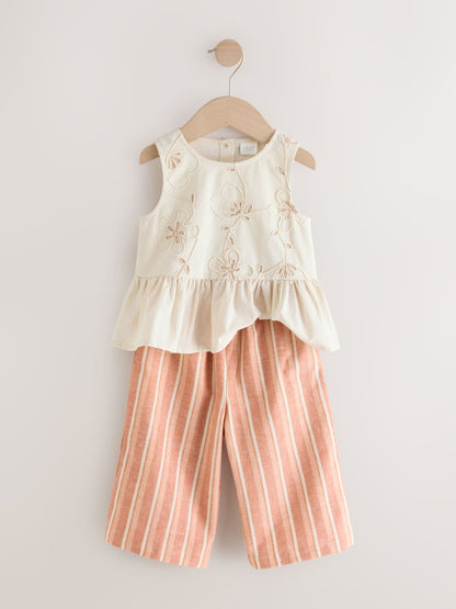 Neutral Embroidered Blouse And Trousers Co-ord Set (3mths-8yrs) image 6