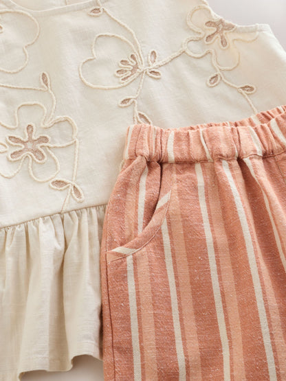 Neutral Embroidered Blouse And Trousers Co-ord Set (3mths-8yrs) image 8