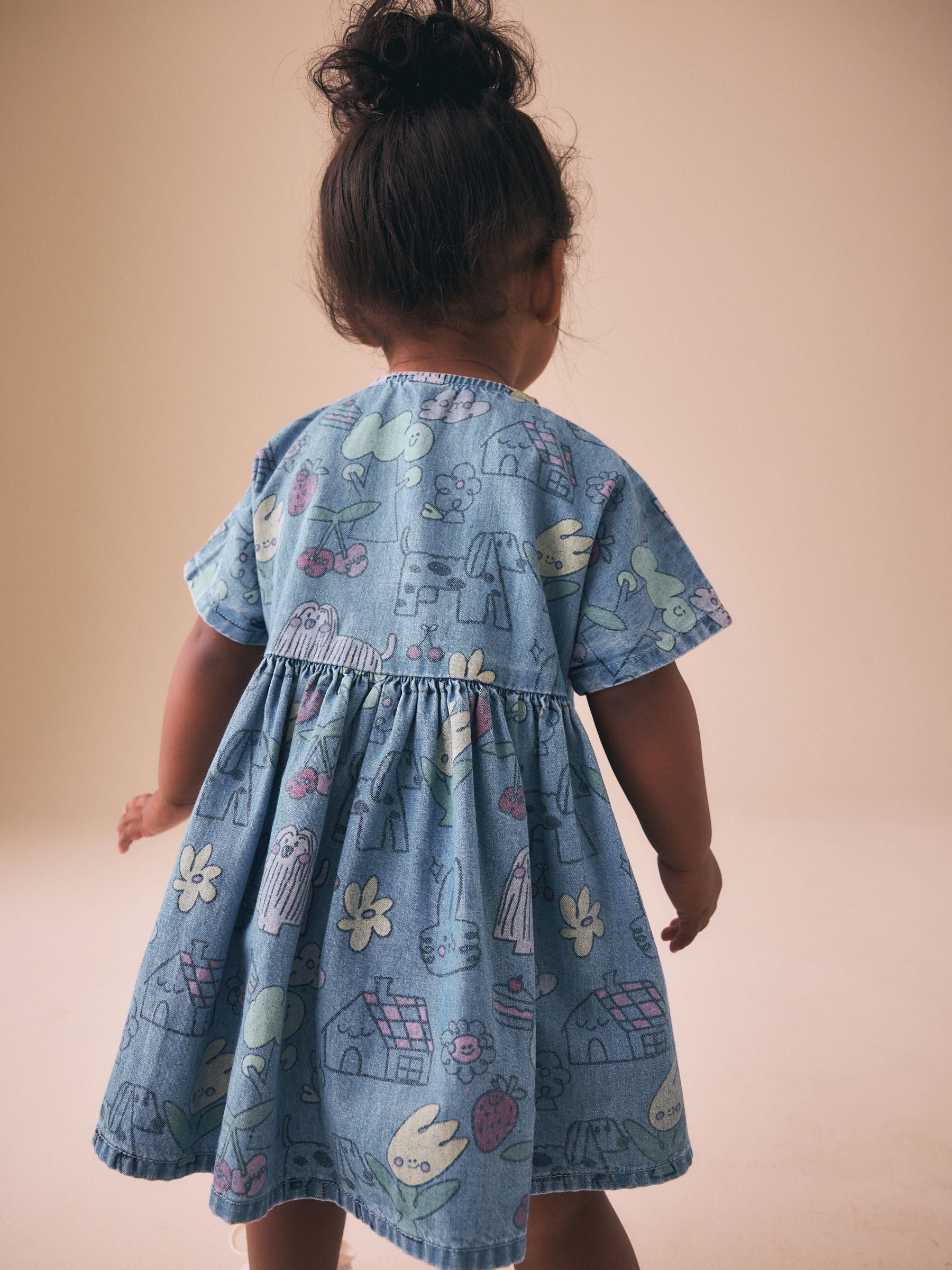 Pet Print Denim Short Sleeve Dress (3mths-8yrs) image 2