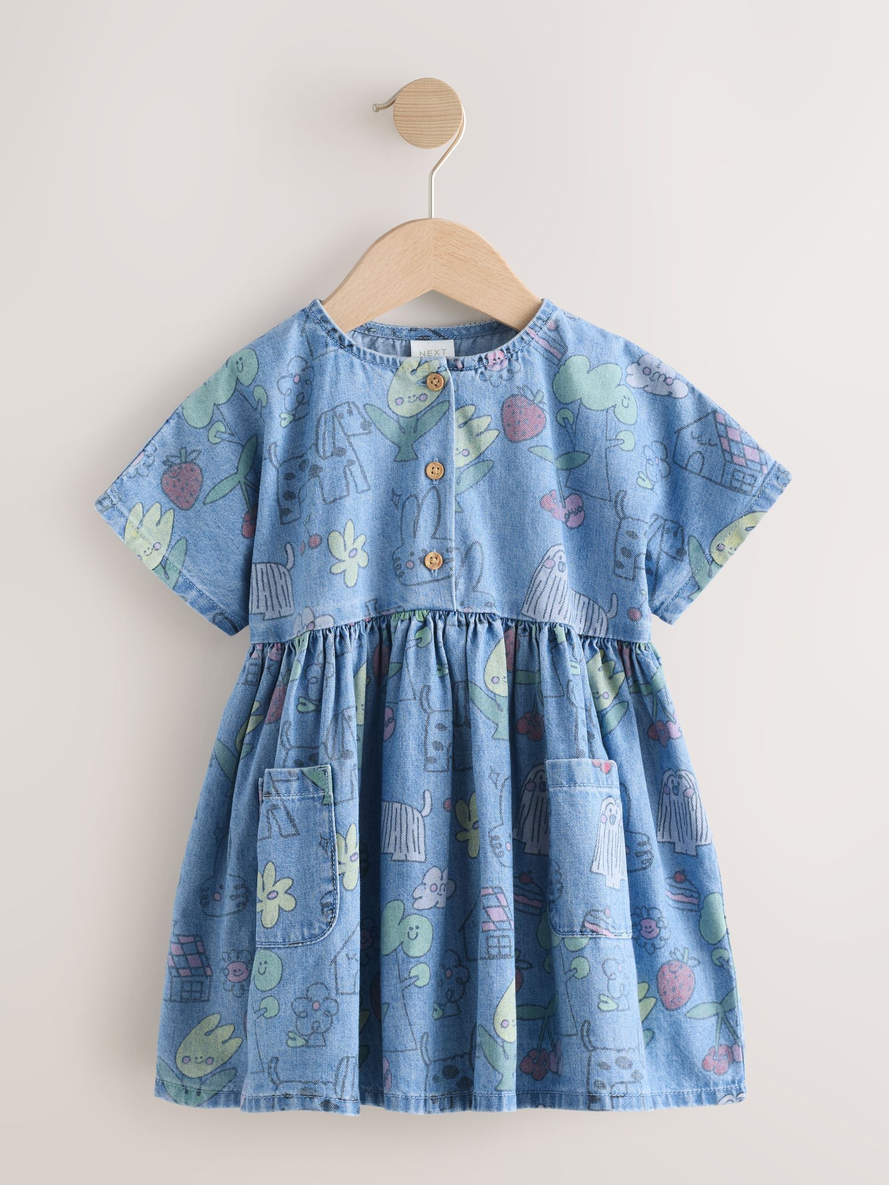 Pet Print Denim Short Sleeve Dress (3mths-8yrs) image 4
