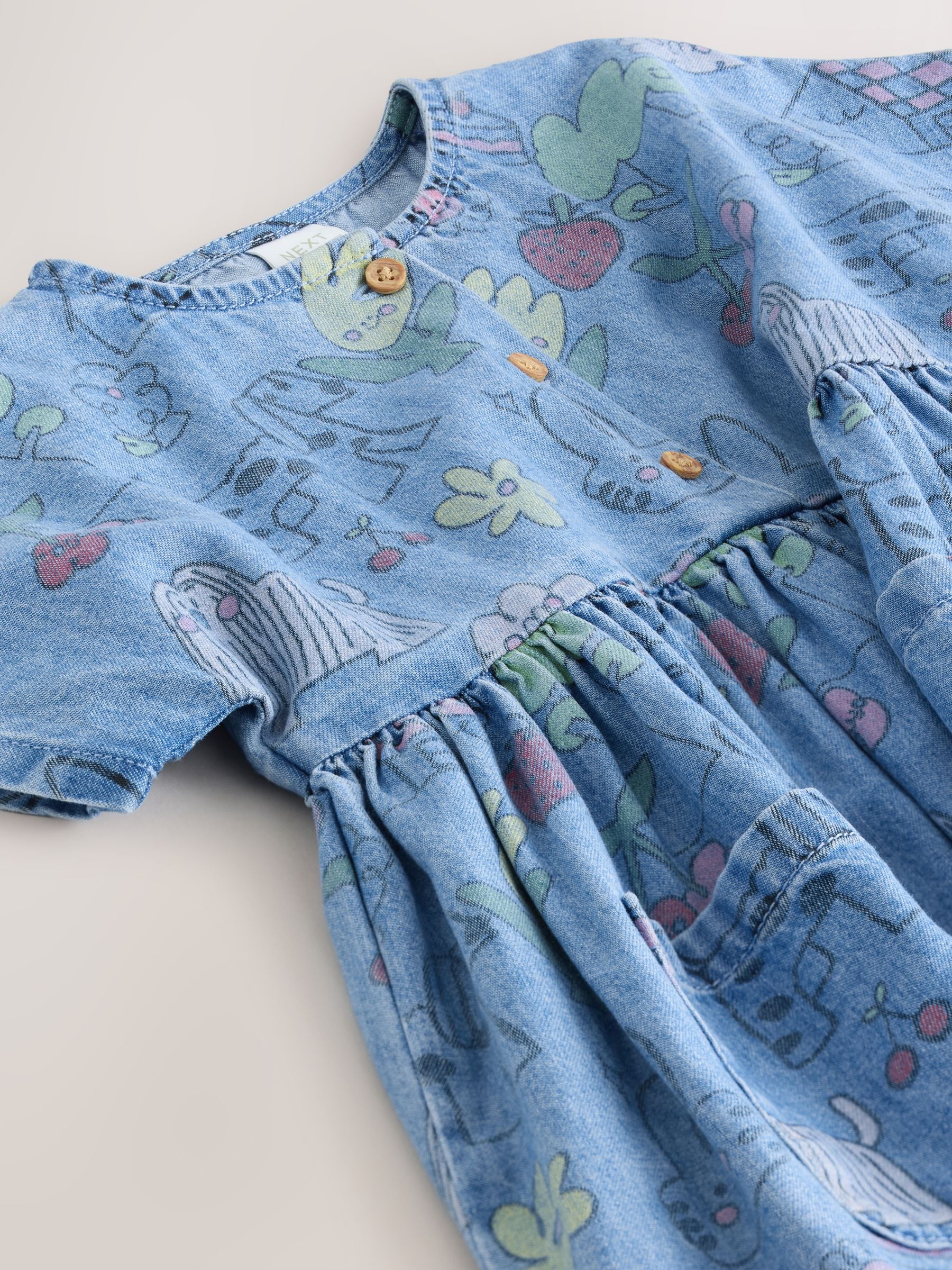 Pet Print Denim Short Sleeve Dress (3mths-8yrs) image 7