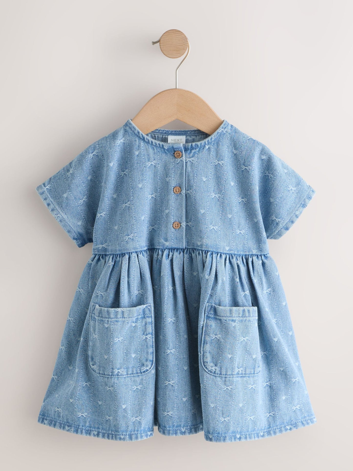 Denim Bow Short Sleeve Dress (3mths-8yrs) image 4