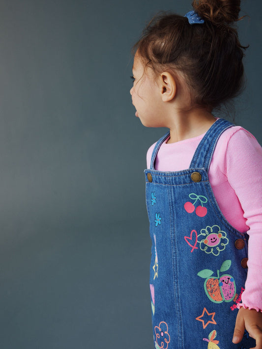 Mid Blue Character Denim Pinafore Dress (3mths-8yrs) image 2