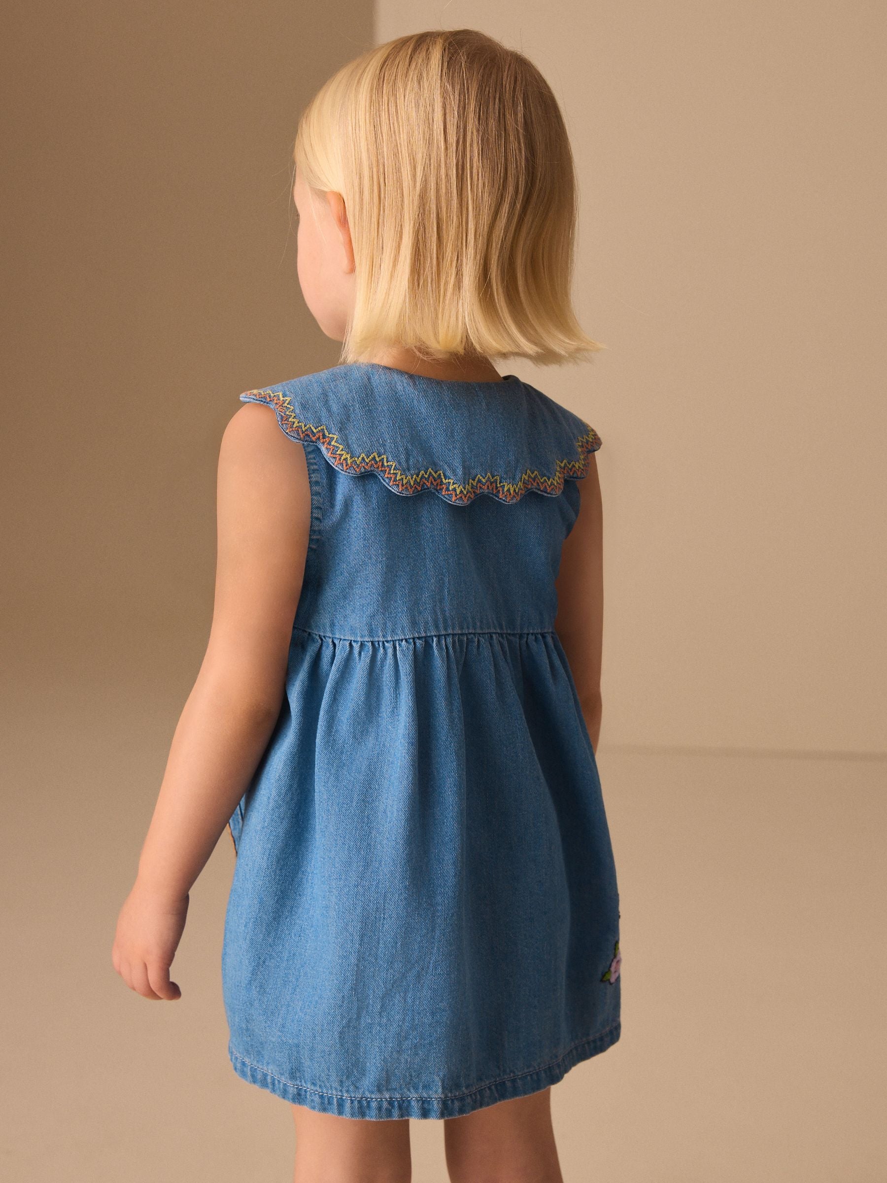 Character Embroidered Collar Denim Dress (3mths-8yrs) image 2